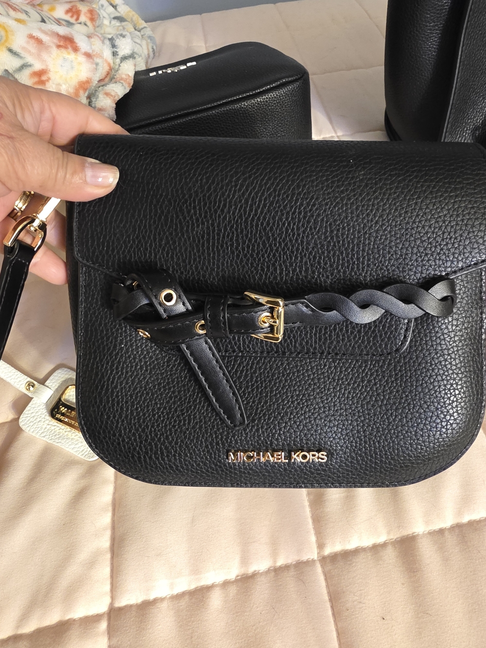 Michael Kors MINI Black Leather Crossbody Bag